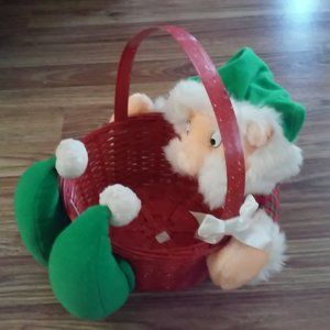 Christmas Basket With Dwarf Head Feet rms Attached 9" Tall x 11 Long x 10 1/2" W